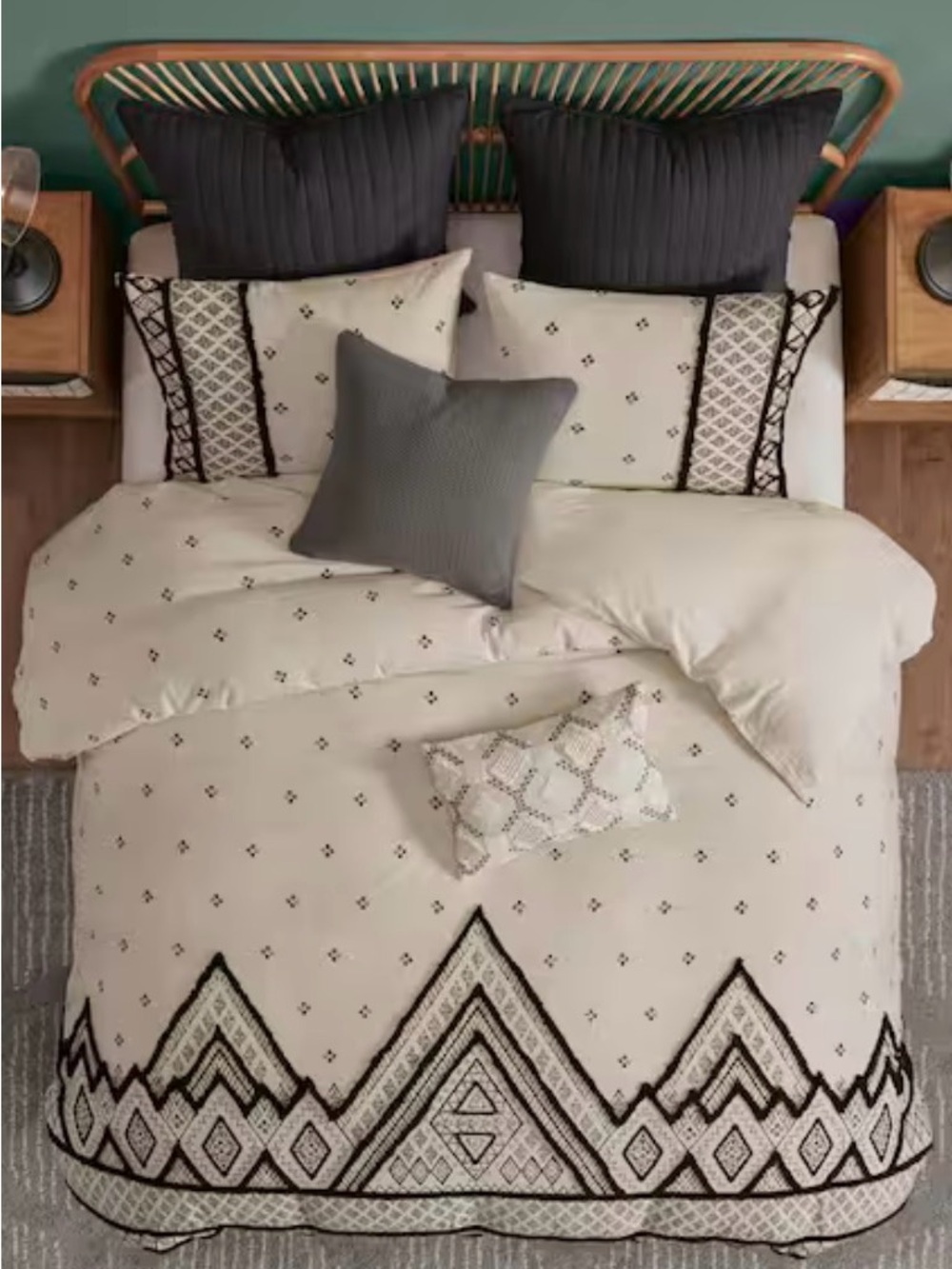 Ink+Ivy Cotton Flax Marta Comforter Chenille Textured Mountain Pattern Trim Full